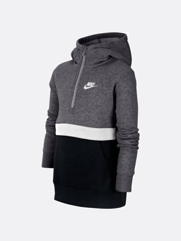 Nike - Boy - Colorblock Club Pullover Hoodie - Grey/White/Black