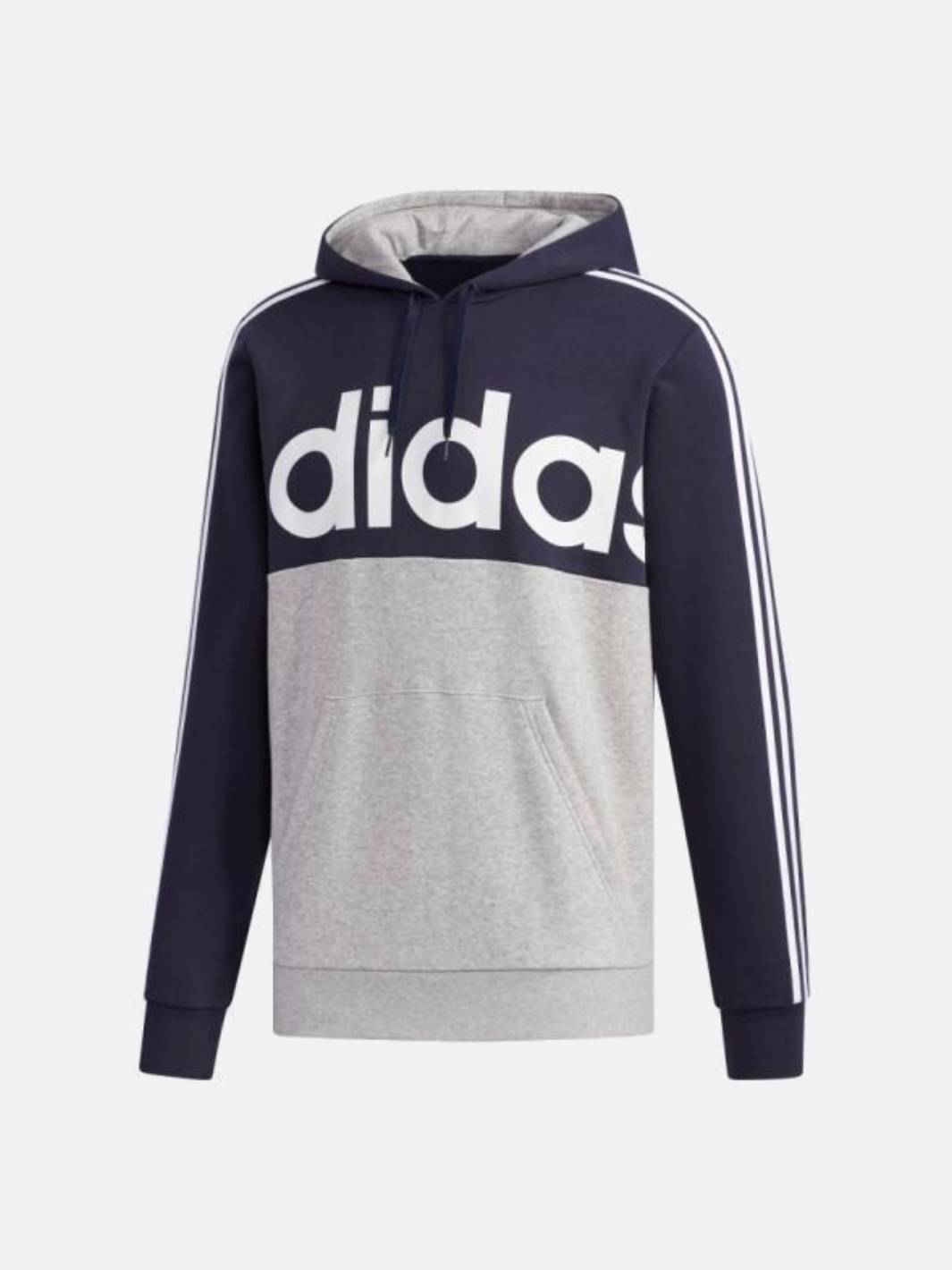 adidas Men Essentials Colorblock Pullover Hoodie Grey/Blue