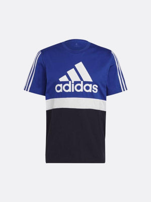 T-shirt colorblock essential bleu gris jaune homme - Adidas