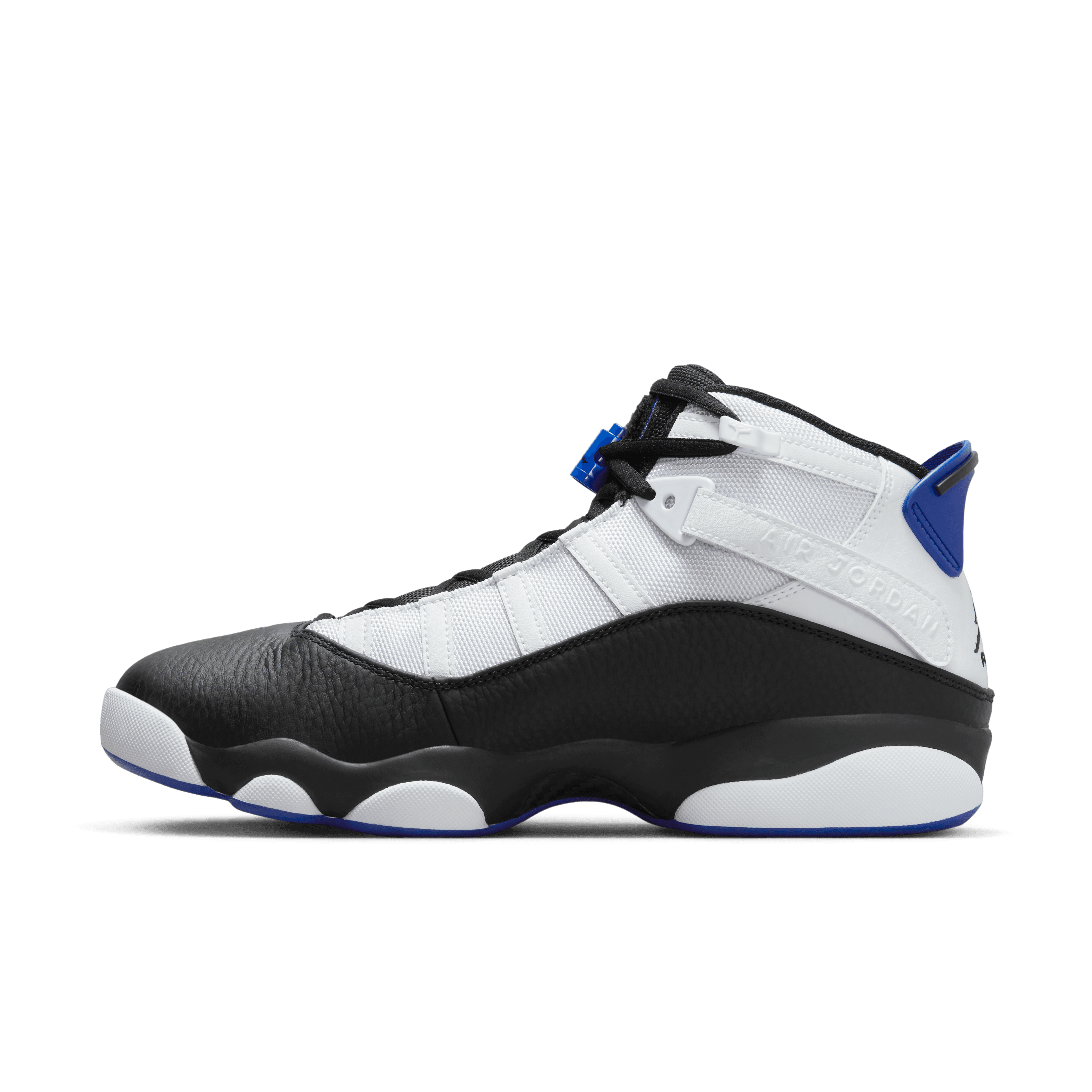 6 rings jordans black top and white