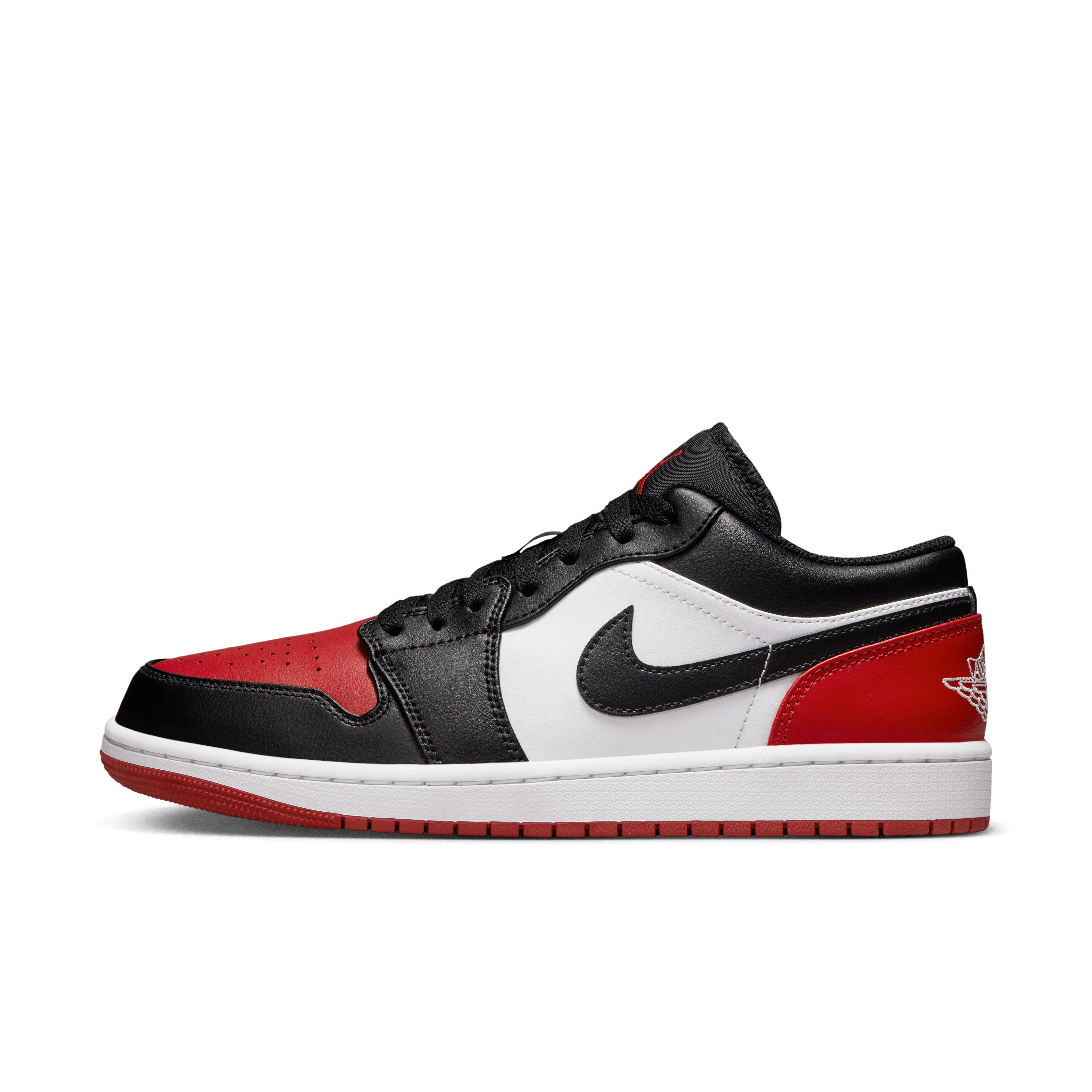Jordan Men Air Jordan 1 Low White Black Varsity Red Nohble