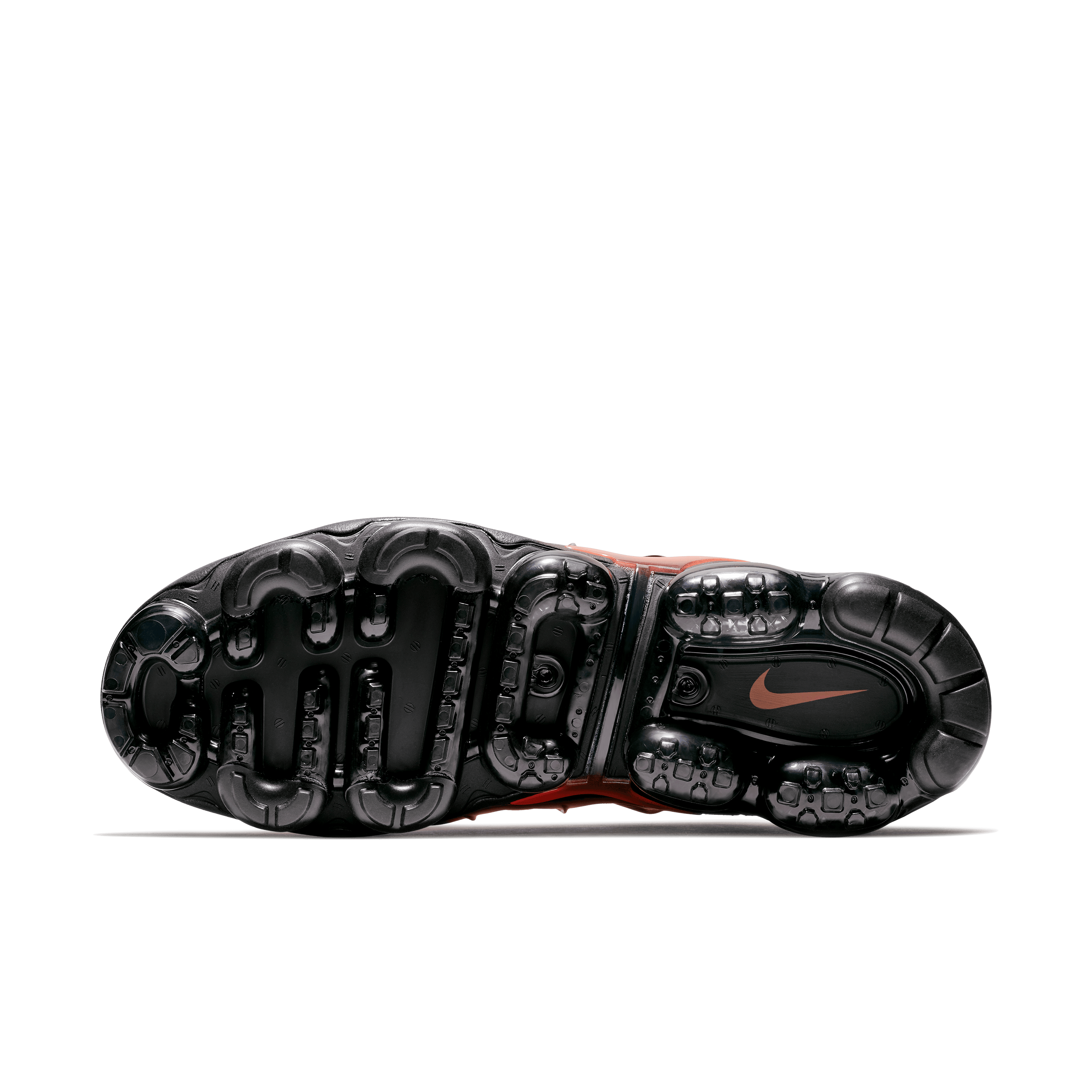 Vapormax black top orange sole