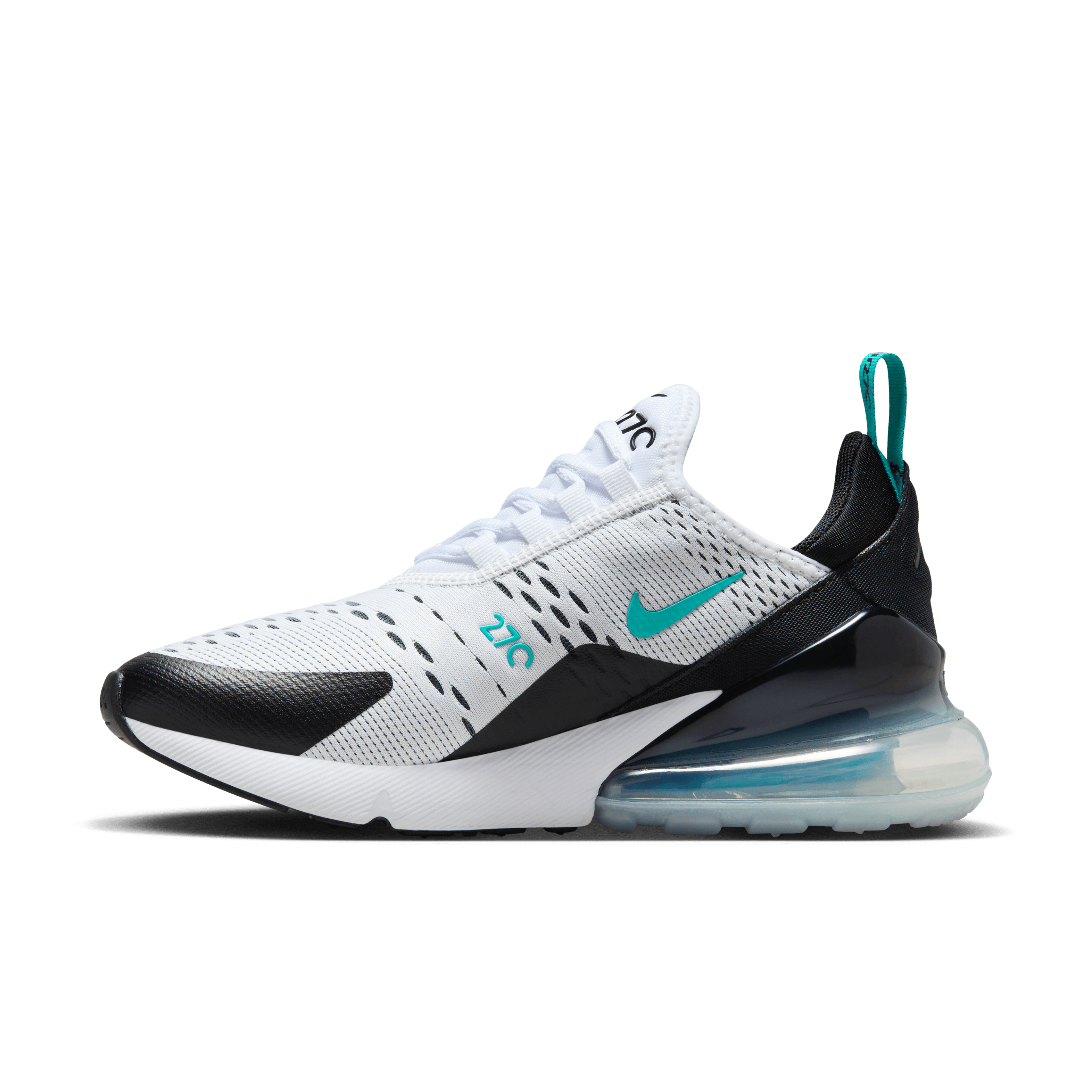 Nike Women Air Max 270 White Black Metallic Silver Nohble