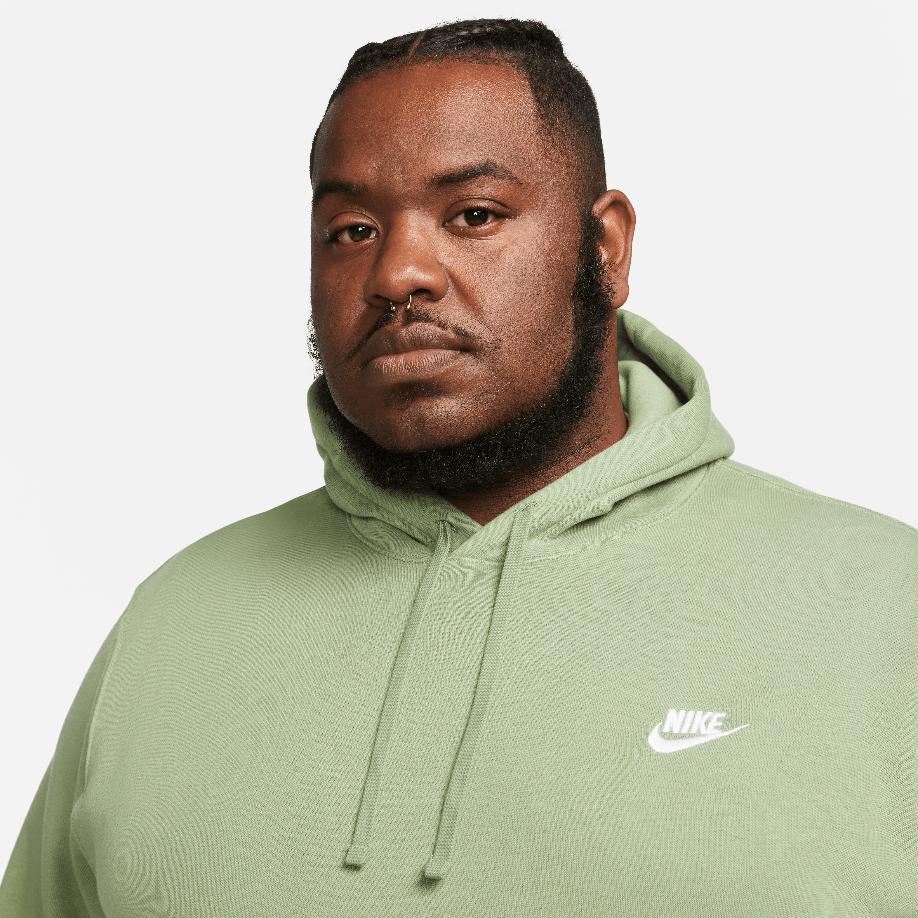 Nike Men Club Pullover Hoodie Oil Green White Nohble