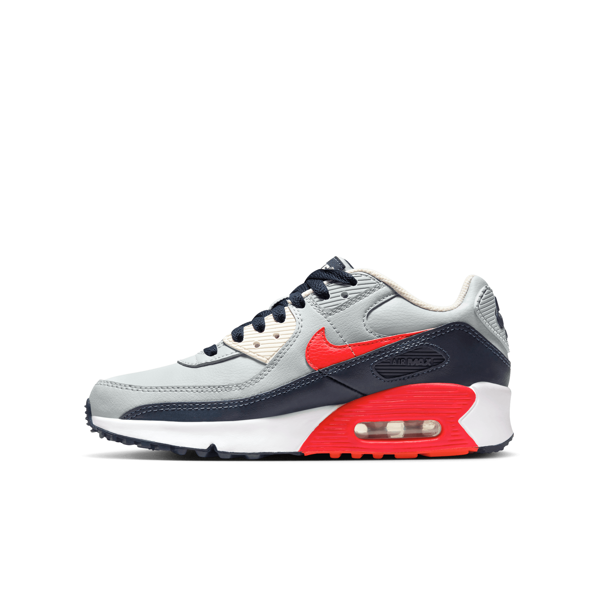 Nike Unisex GS Air Max 90 LTR Smoke Grey Bright Crimson Nohble