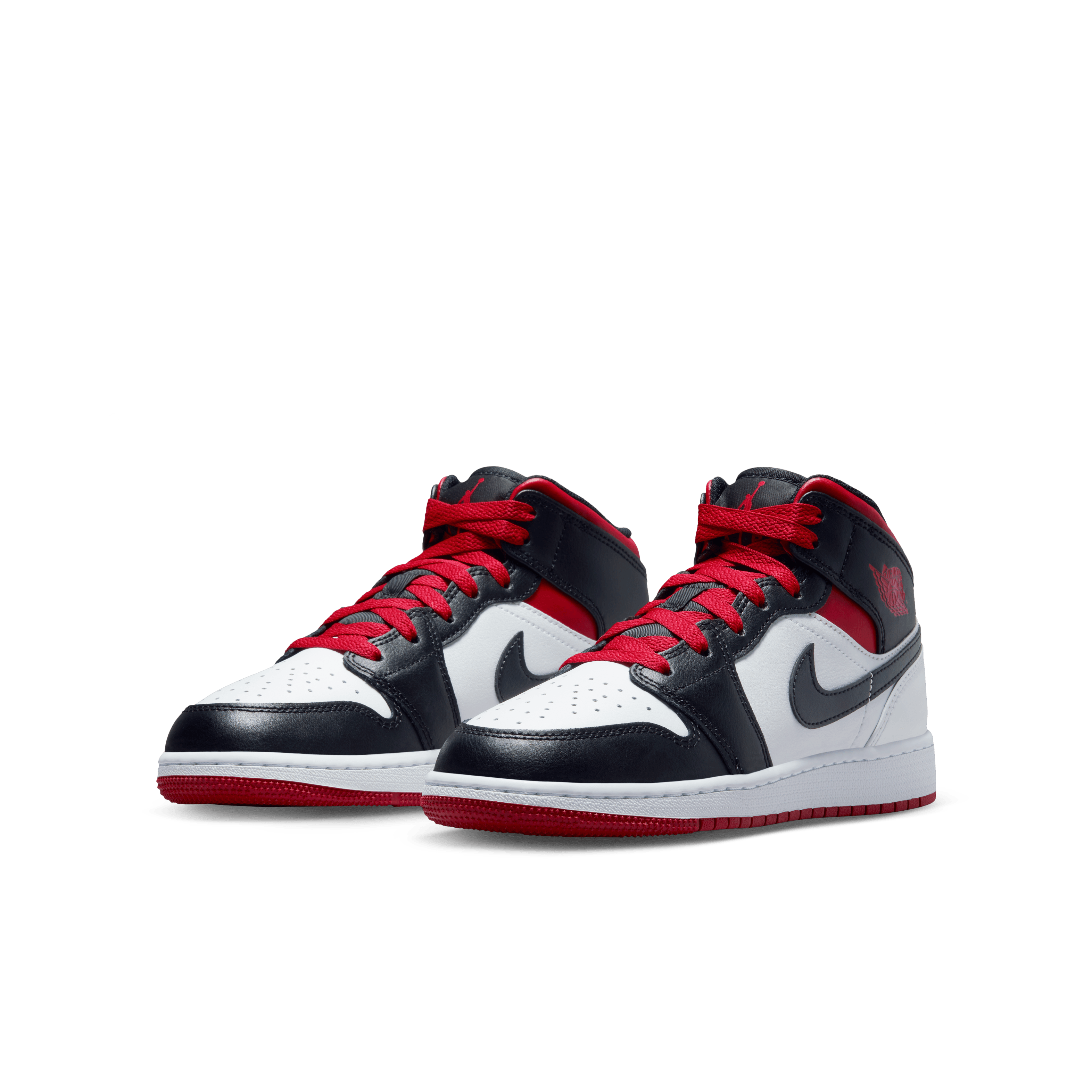 Jordan Boy GS Air Jordan 1 Mid White Gym Red Black Nohble