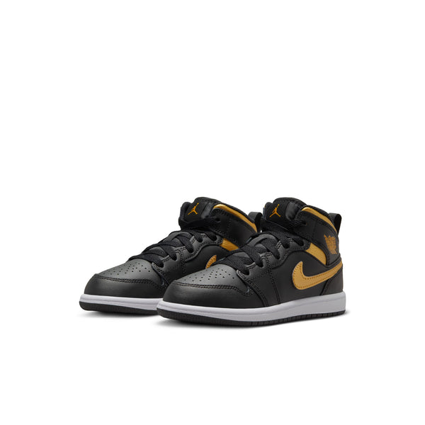 Jordan - Boy - PS Air Jordan 1 Mid - Black/Metallic Gold/White