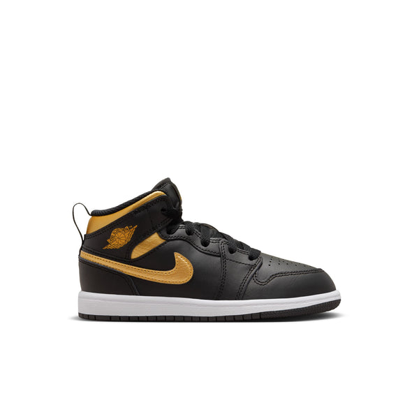 Jordan - Boy - PS Air Jordan 1 Mid - Black/Metallic Gold/White