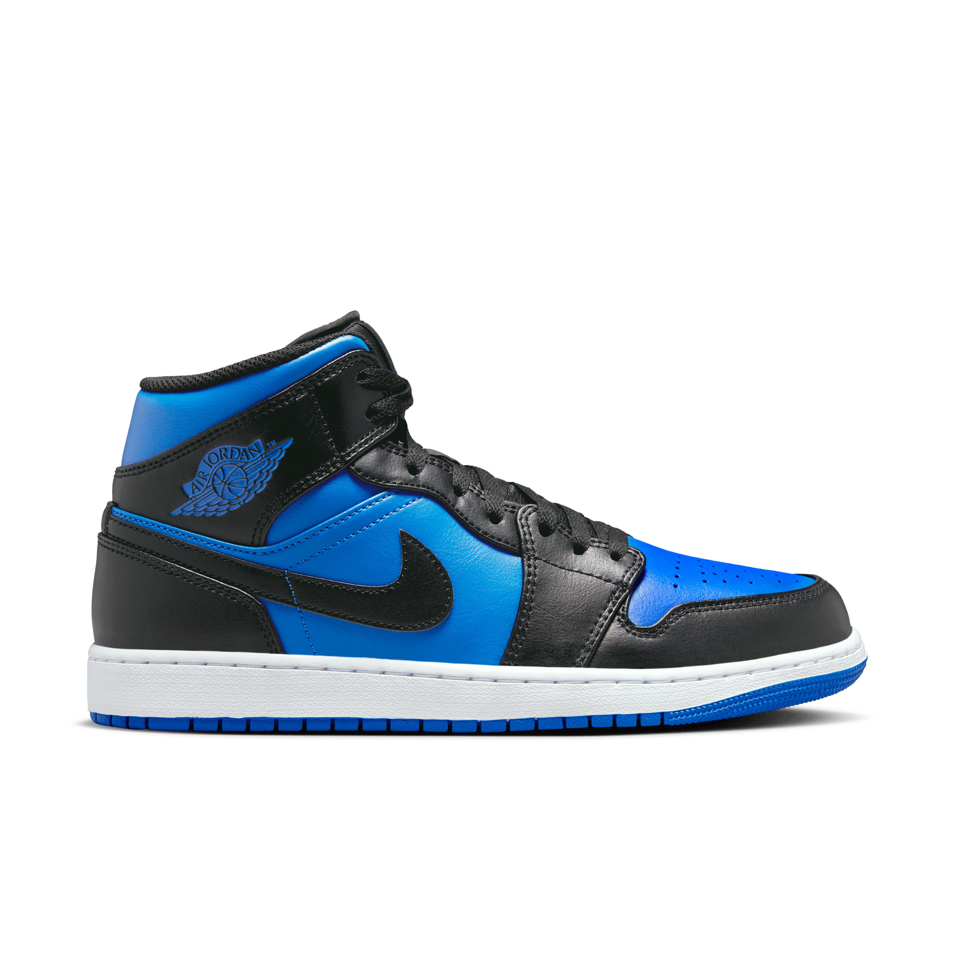 Jordan Men Air Jordan 1 Mid Black Royal Blue White Nohble