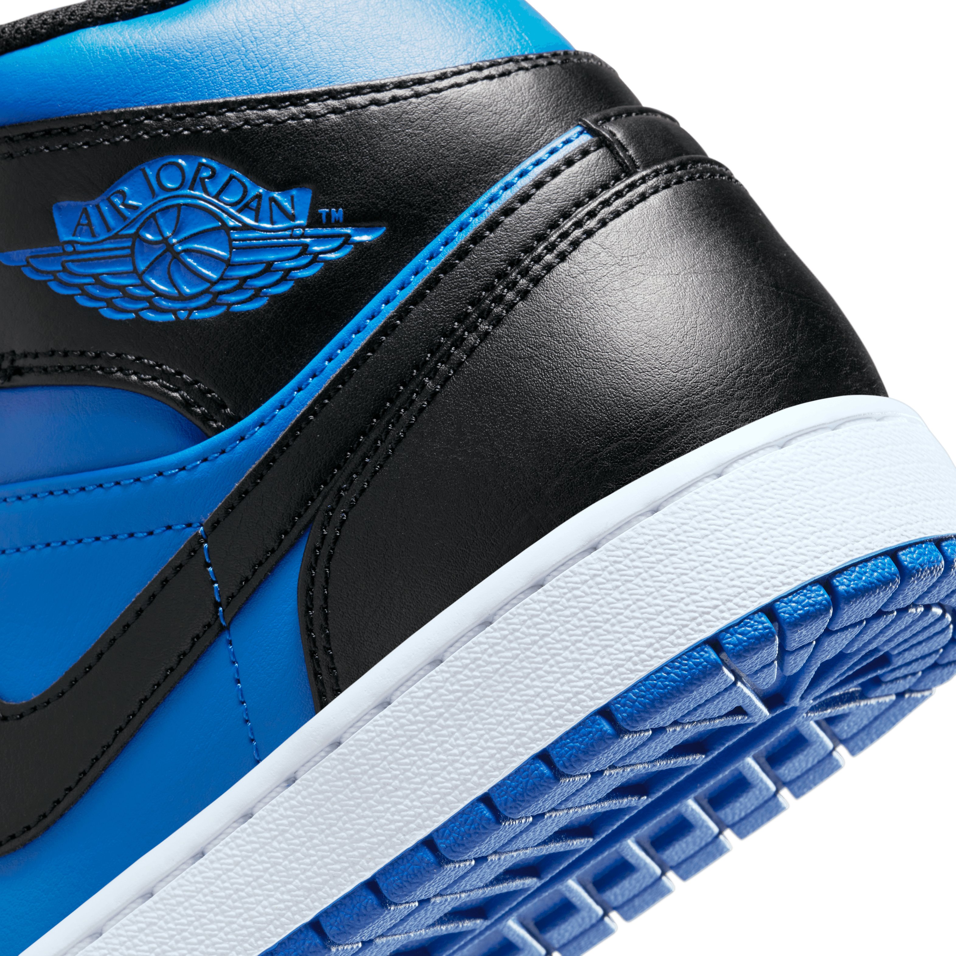 Jordan Men Air Jordan 1 Mid Black Royal Blue White Nohble