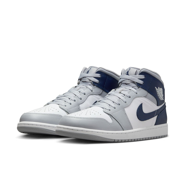 Jordan - Men - Air Jordan 1 Mid - White/Midnight Navy/Wolf Grey