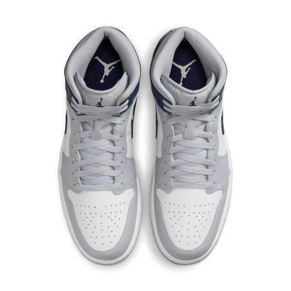 Jordan - Men - Air Jordan 1 Mid - White/Midnight Navy/Wolf Grey