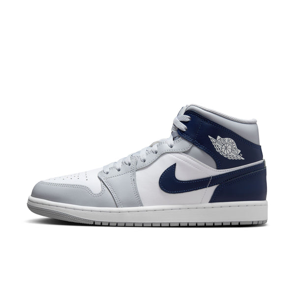 Jordan - Men - Air Jordan 1 Mid - White/Midnight Navy/Wolf Grey