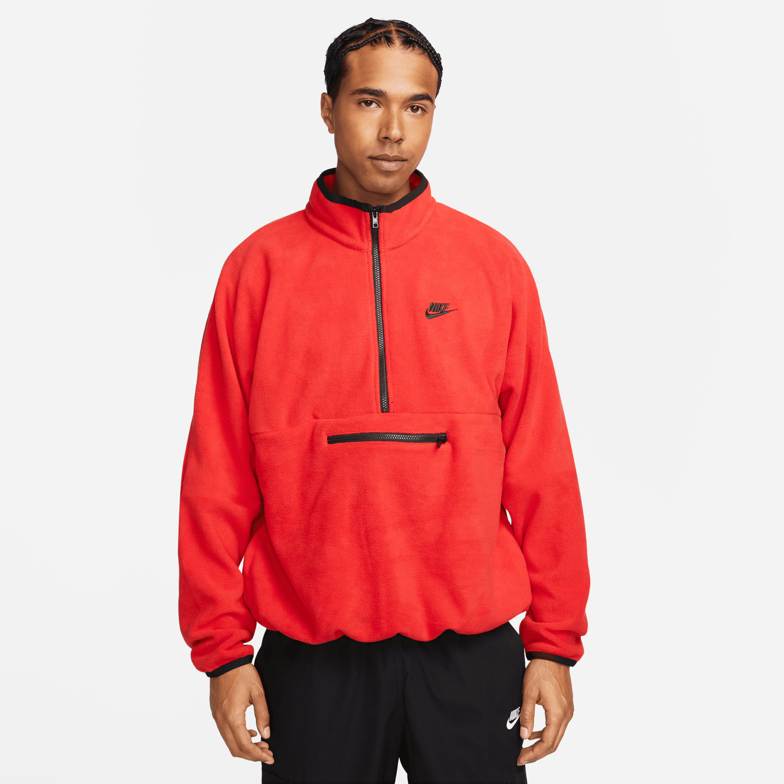 Nike Men Fleece Half Zip Pullover Univeristy Red Black Nohble