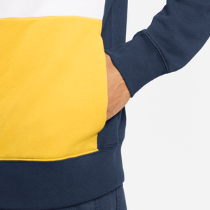 Nike - Men - Club+ Fleece Pullover Hoodie  - Navy/White/Vivid Sulfur