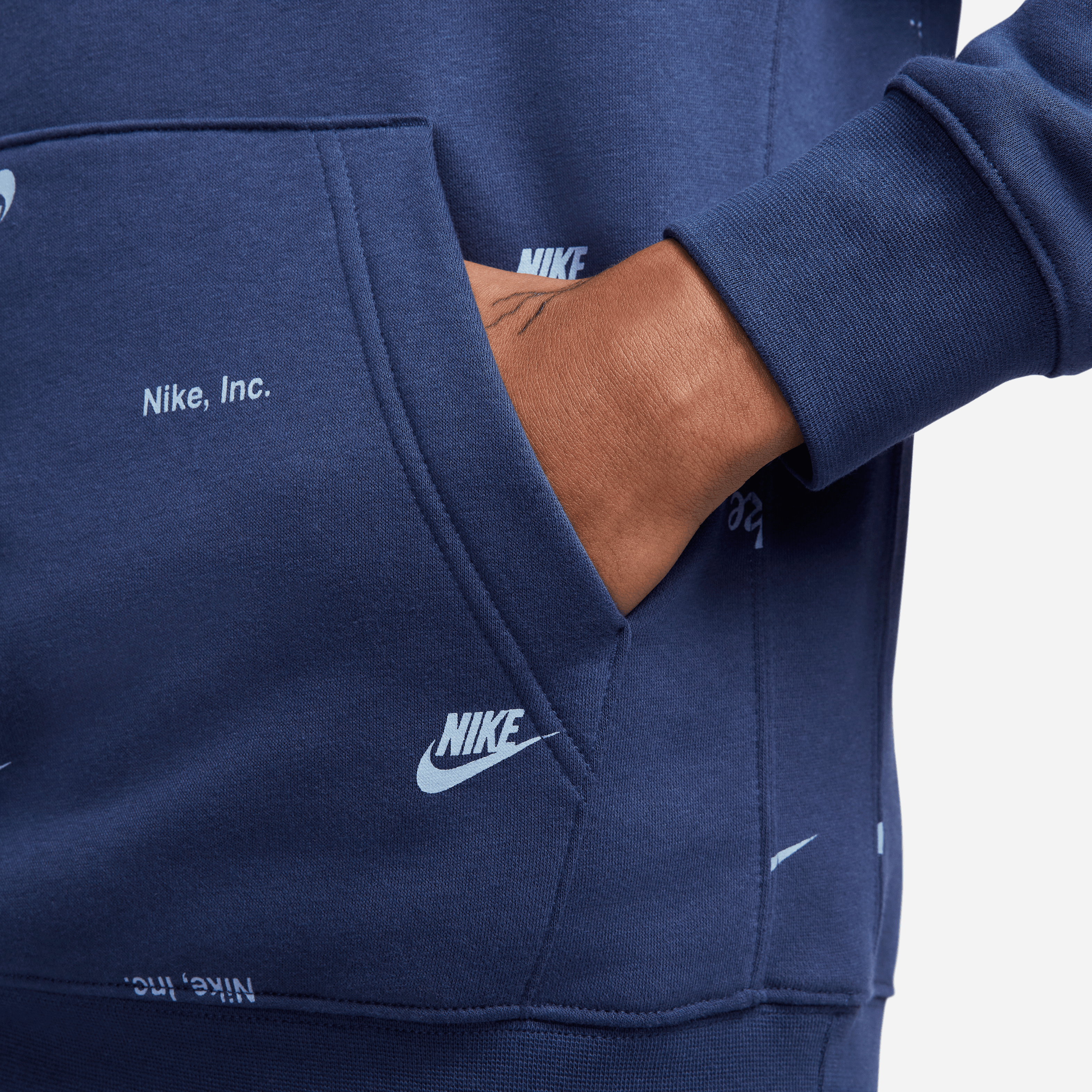 Nike - Men - Allover-Print Logo Pullover Hoodie - Midnight Navy