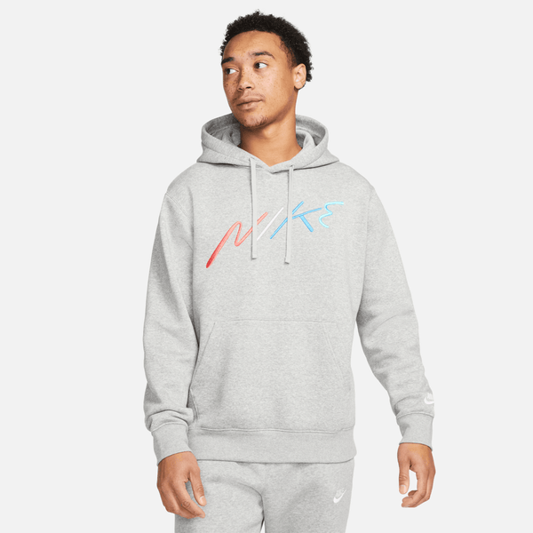 Nike - Men - Embroided Logo Pullover Hoodie - Grey/Multi-Color