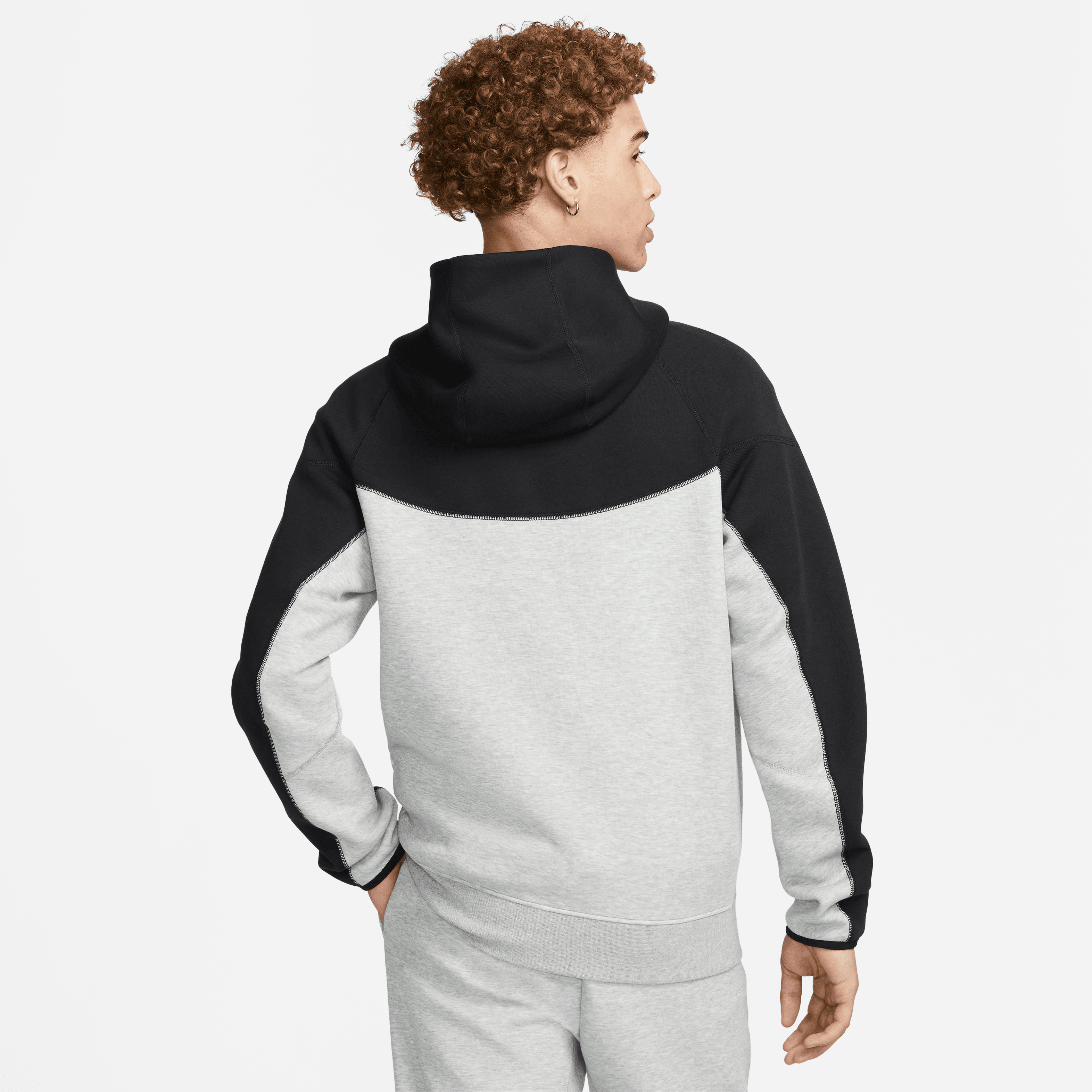 Nike - Men - Tech Fleece Full-Zip Hoodie - Grey/Black/White – Nohble