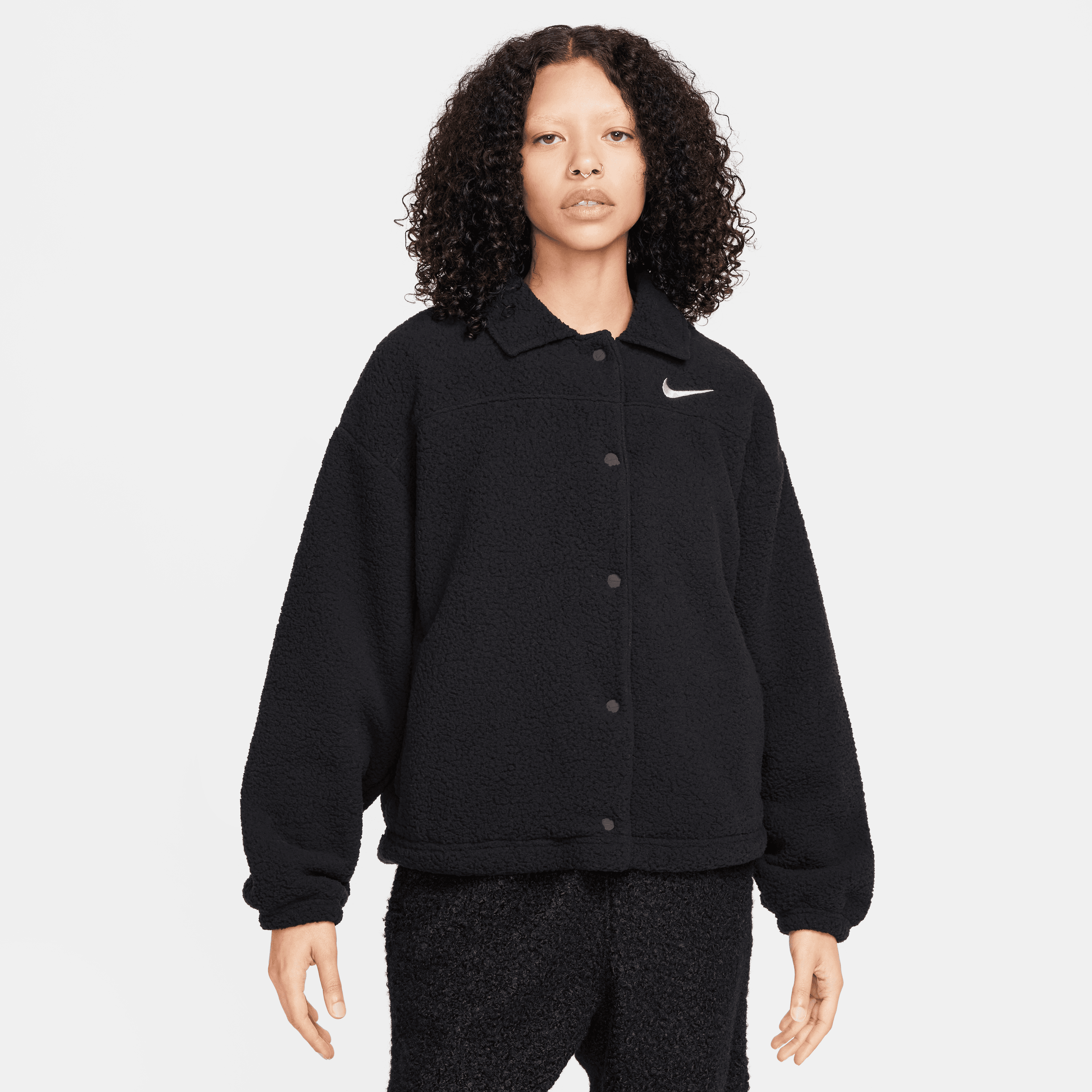 Nike Women Collared Sherpa Jacket Black/Sail