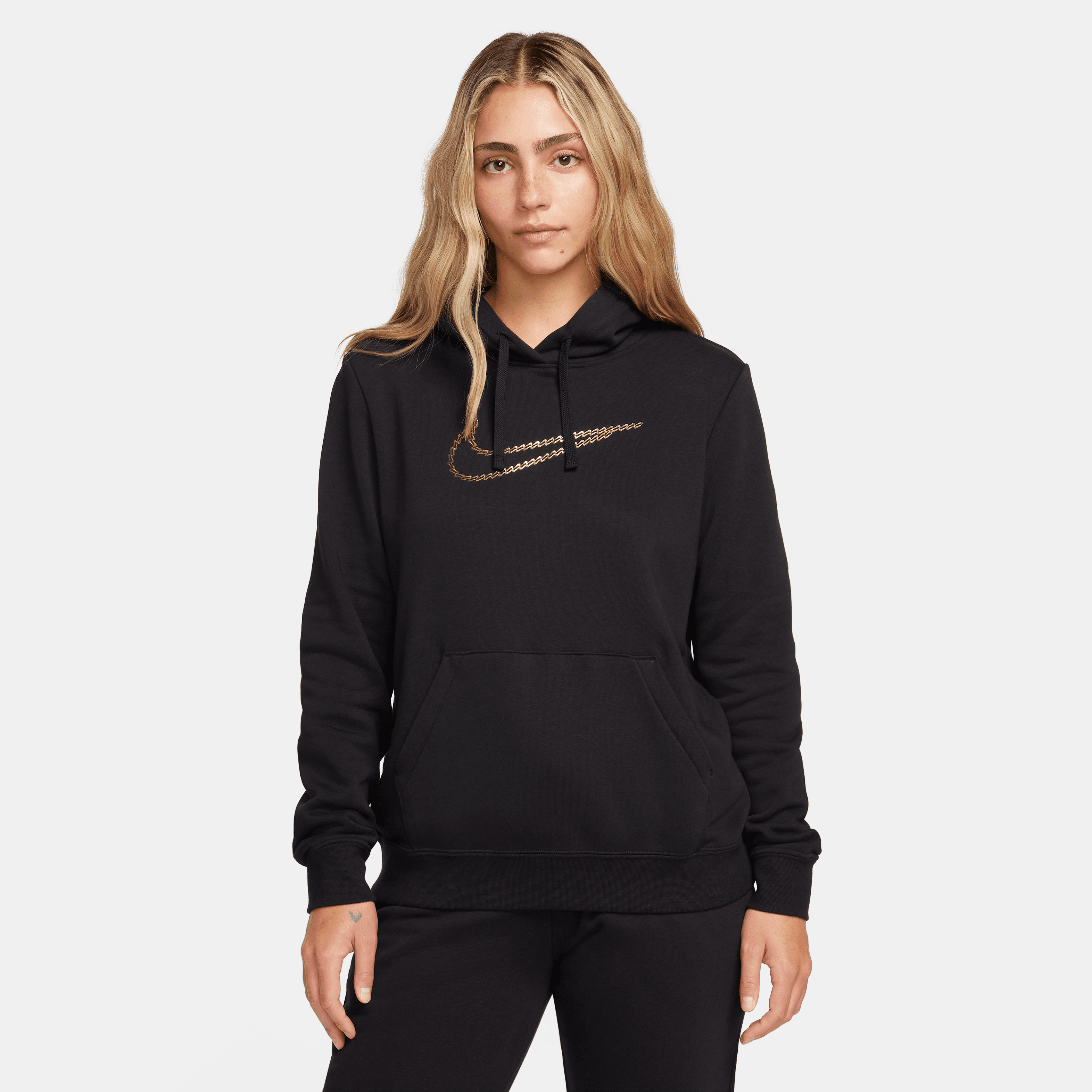 Nike - Women - Club Full-Shine Pullover Hoodie - Black – Nohble