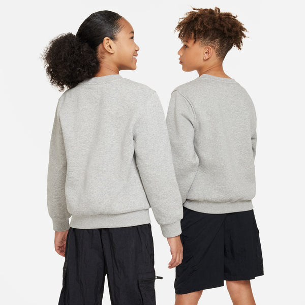 Nike - Boy - Club Fleece Crewneck - Dk Grey Heather/White