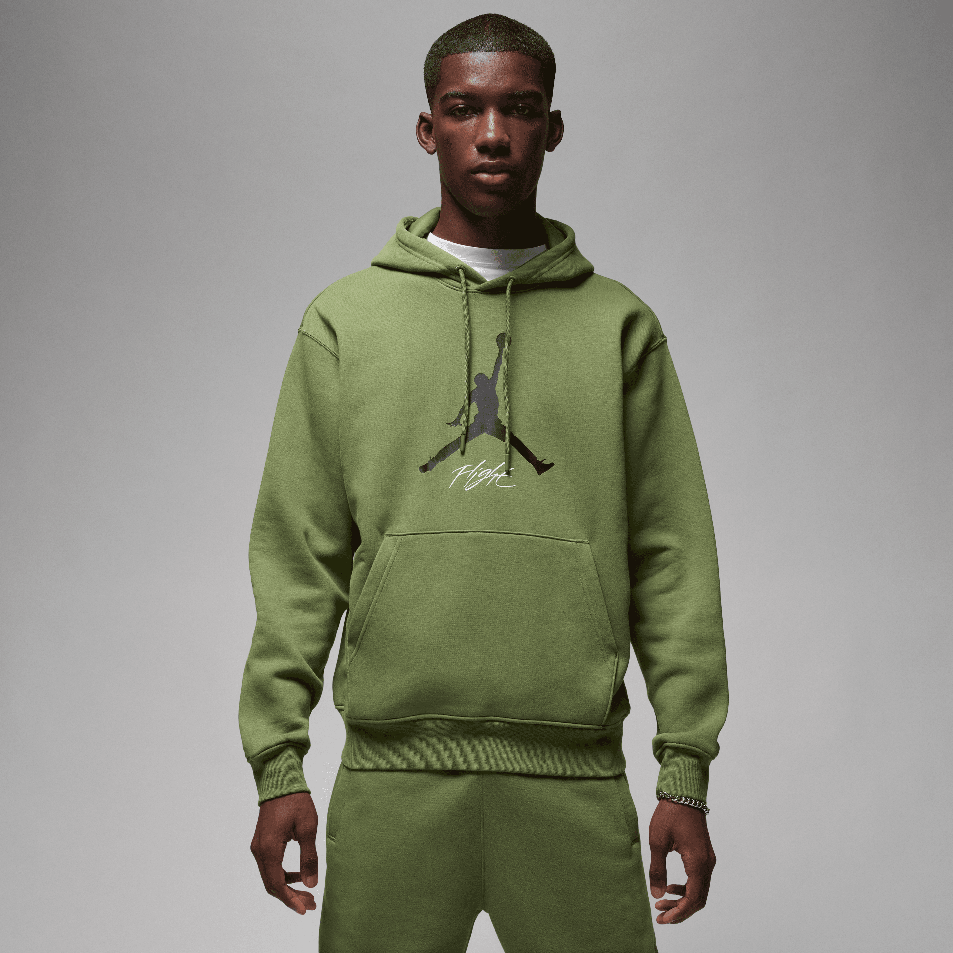 Jordan Men Essentials Baseline Pullover Hoodie Olive Black Nohble