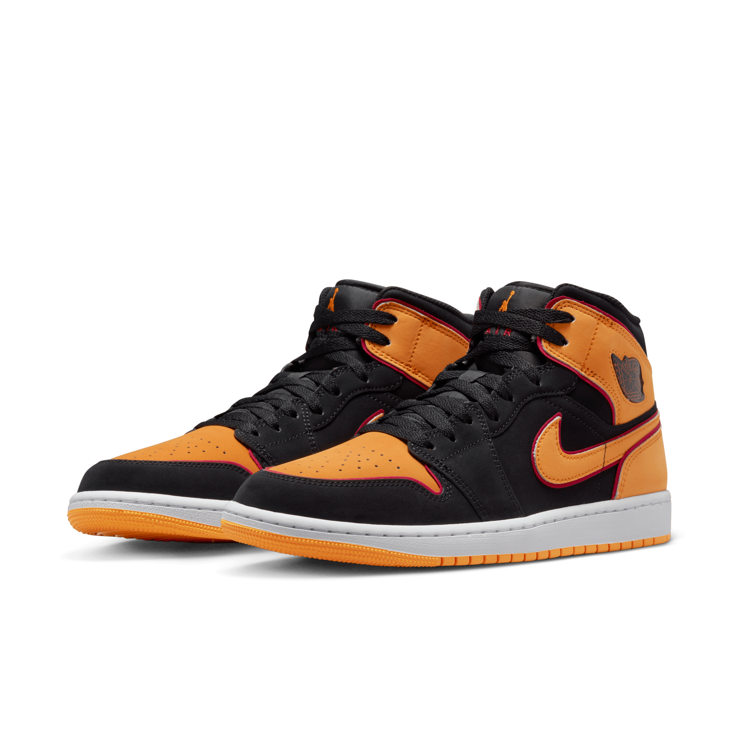 Jordan 1 mid orange white hot sale