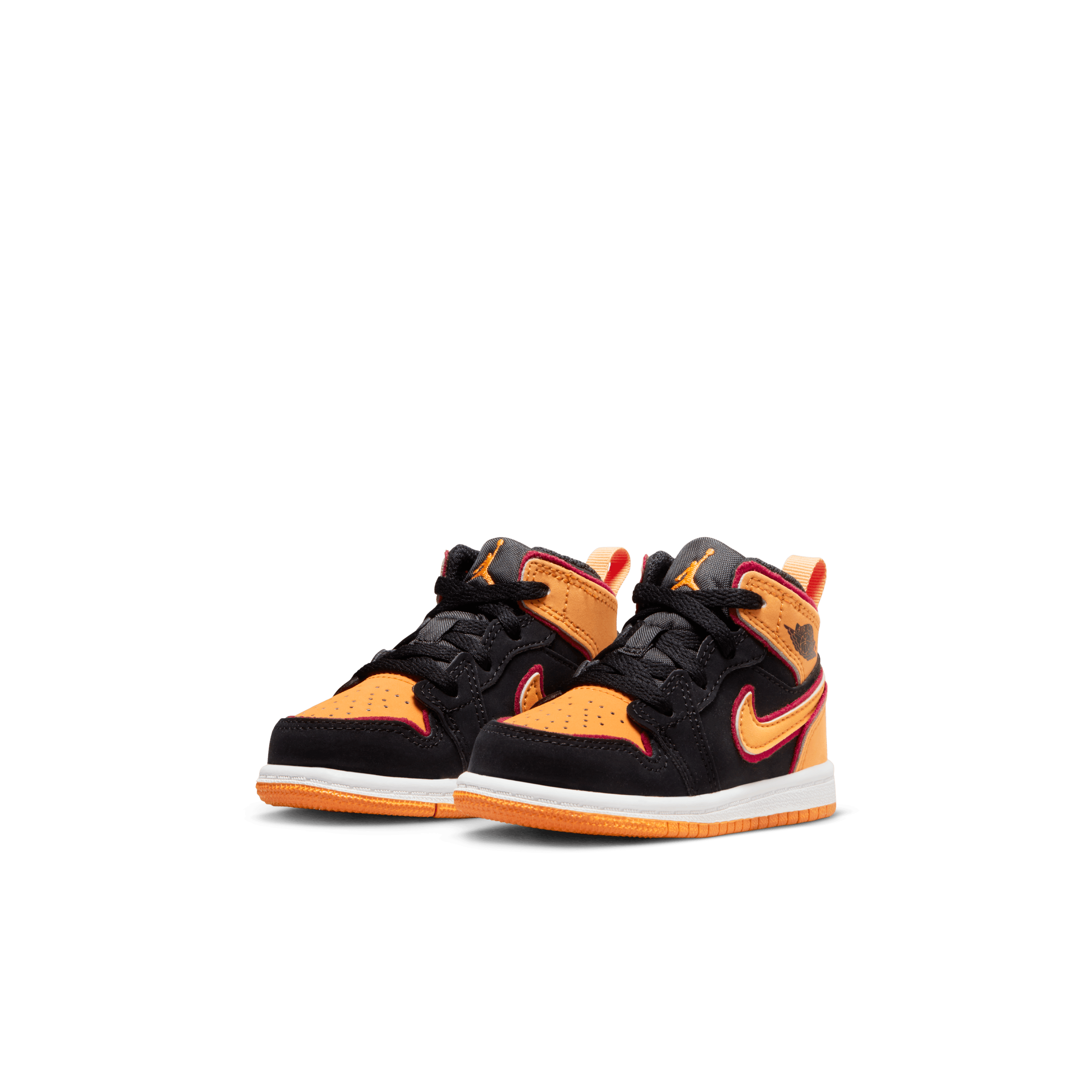 Jordan Boy TD Jordan 1 Mid SE Black Orange White Nohble