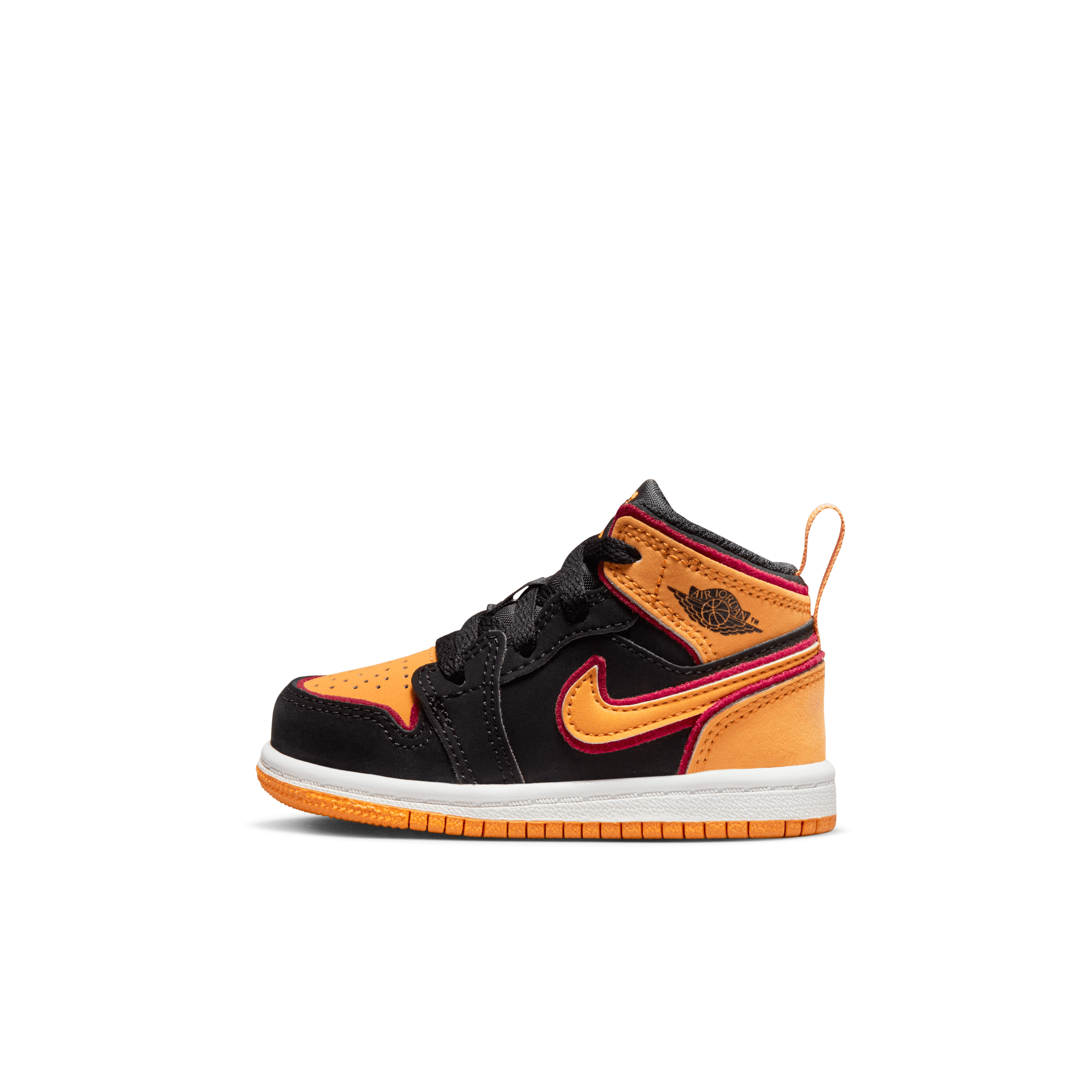 Jordan Boy TD Jordan 1 Mid SE Black Orange White Nohble