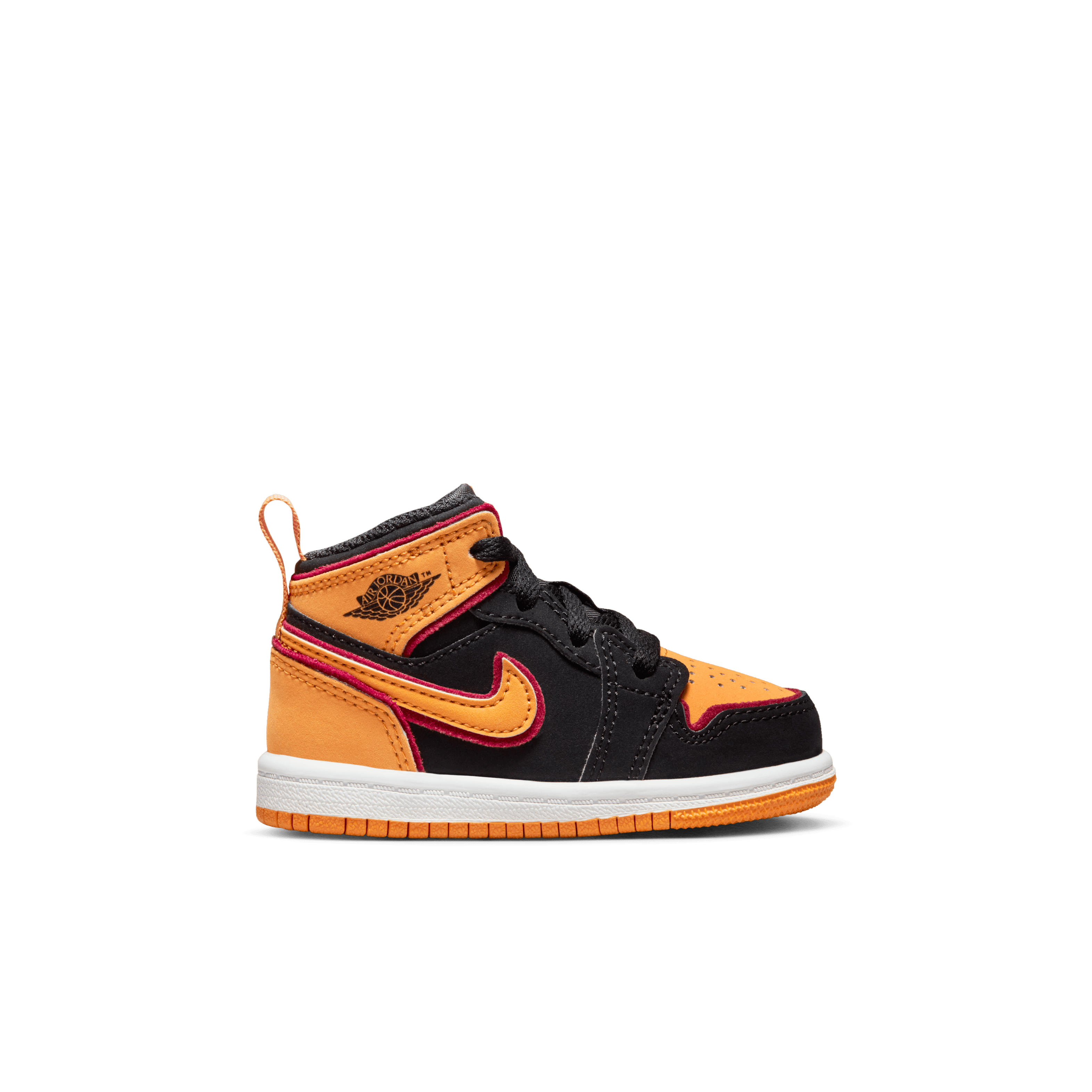 Jordan Boy TD Jordan 1 Mid SE Black Orange White Nohble