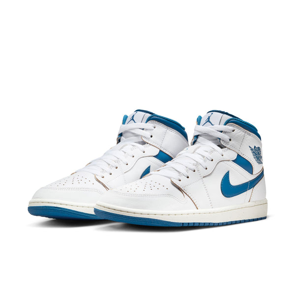 Jordan - Men - Air Jordan 1 Mid SE - White/Industrial Blue/Sail