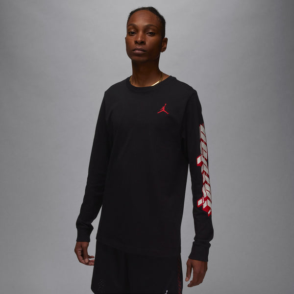 Jordan - Men - Brand Graphic Long-Sleeve Crew - Black/Gym Red