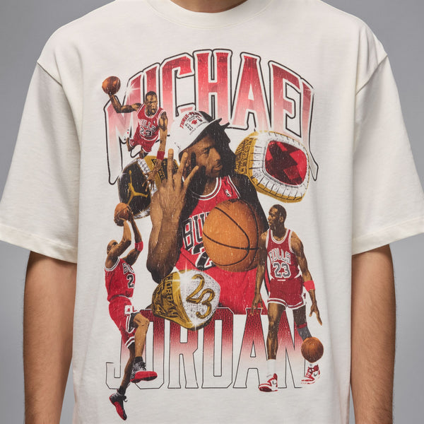 Jordan - Men - Michael J Oversize Tee  - Sail/Varsity Red
