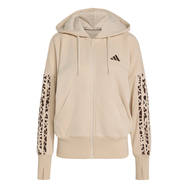 adidas - Women - Essentials Animal Print Full-Zip Hoodie - Beige