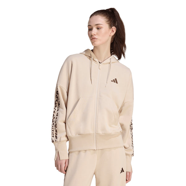 adidas - Women - Essentials Animal Print Full-Zip Hoodie - Beige