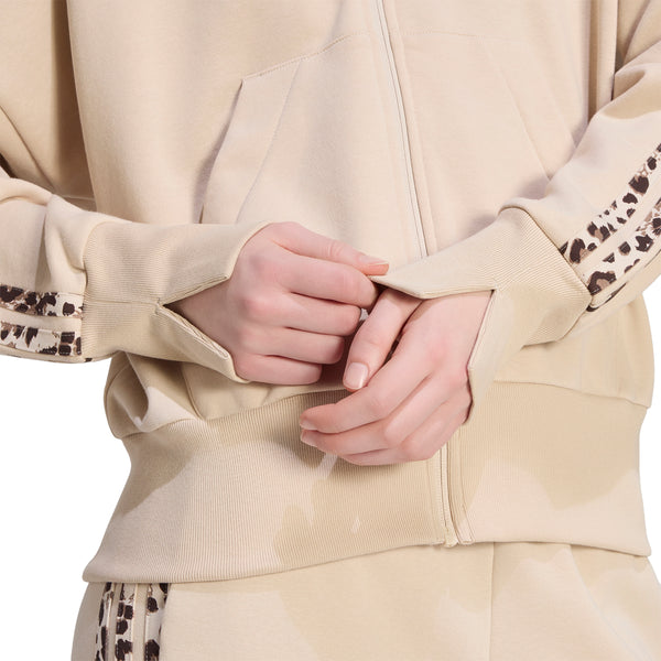 adidas - Women - Essentials Animal Print Full-Zip Hoodie - Beige