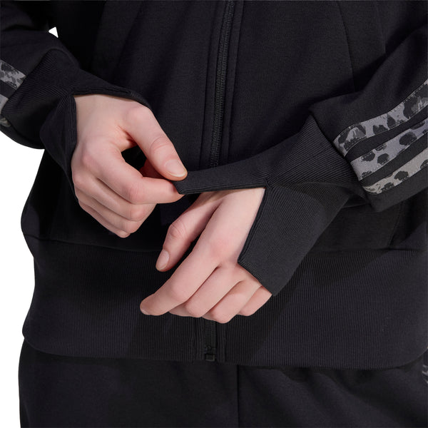 adidas - Women - Essentials Animal Print Full-Zip Hoodie - Black