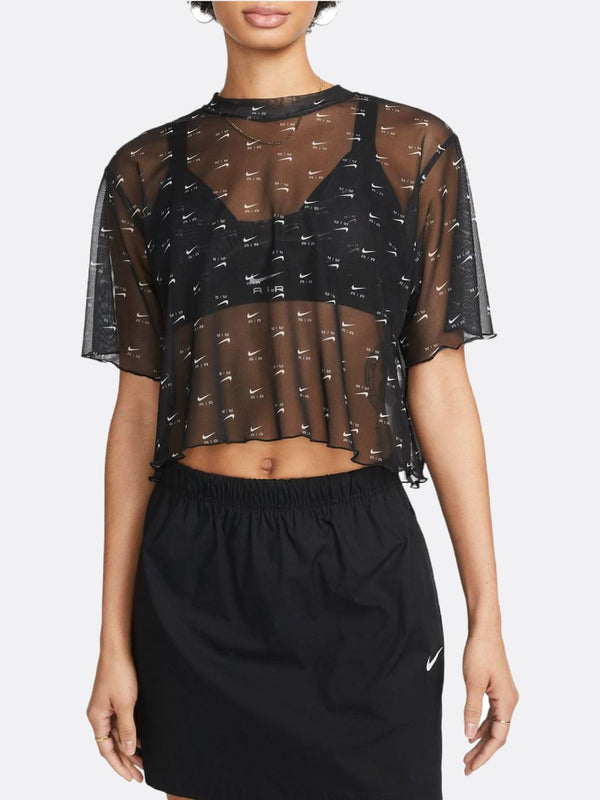 Nike - Women - All Over Print Mesh Crop Top - Black