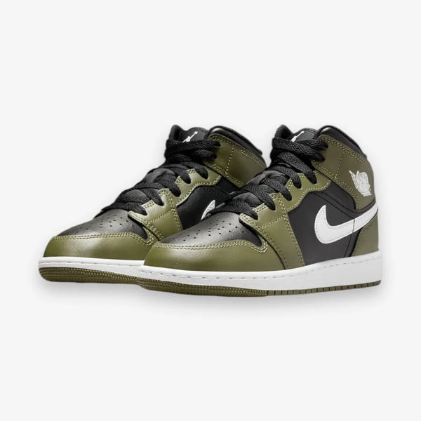 Jordan - Boy - GS Air Jordan 1 Mid - Black/White/Medium Olive
