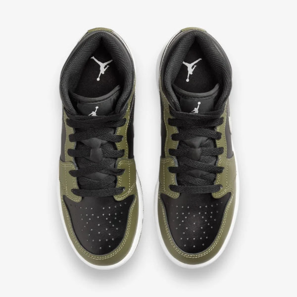 Jordan - Boy - GS Air Jordan 1 Mid - Black/White/Medium Olive