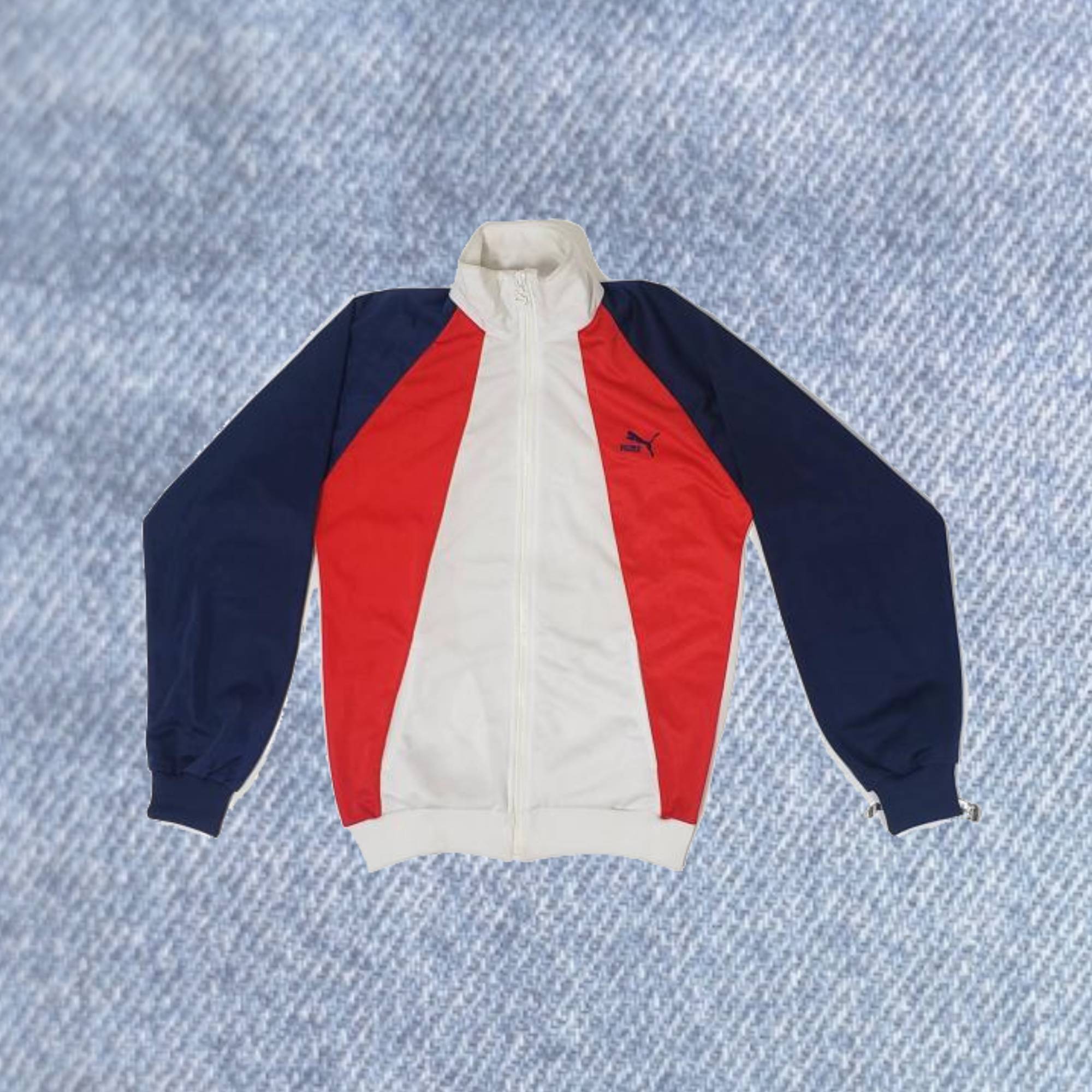 In tegenspraak Tegen speer Vintage - Men - Puma Track Jacket - White, Blue, Red - Nohble