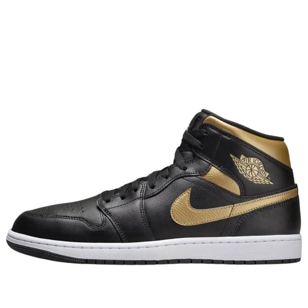 Jordan - Boy - GS Air Jordan 1 Mid - Black Metallic Gold/White