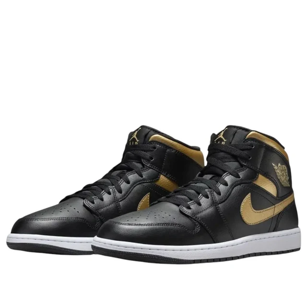 Jordan - Boy - GS Air Jordan 1 Mid - Black Metallic Gold/White