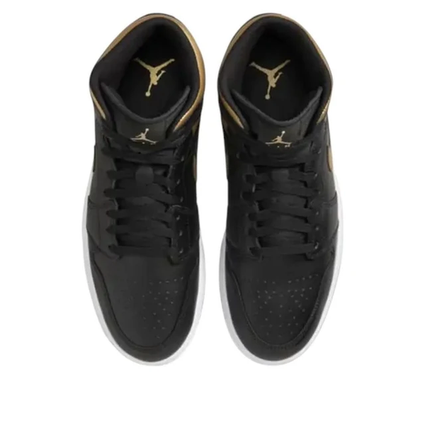 Jordan - Boy - GS Air Jordan 1 Mid - Black Metallic Gold/White