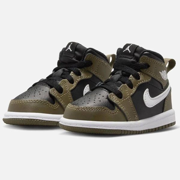 Jordan - Boy - TD Jordan 1 Mid - Black/White/Medium Olive