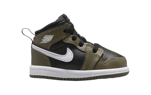 Jordan - Boy - TD Jordan 1 Mid - Black/White/Medium Olive