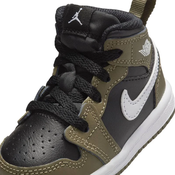 Jordan - Boy - TD Jordan 1 Mid - Black/White/Medium Olive