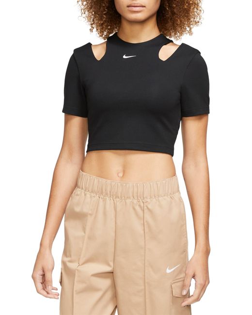 Nike - Women - Essential Cutout Crop Top - Black/White
