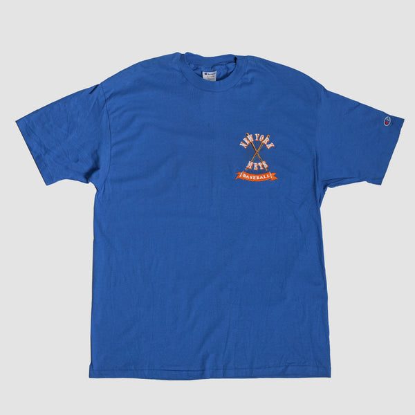Vintage - Men - Champion Embroidered Mets Tee - Blue/Orange