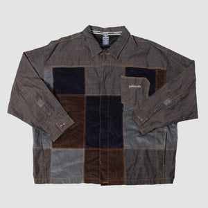 Vintage - Men - Pelle Pelle Denim and Cordouroy Paneked Jacket - Grey/Navy/Brown